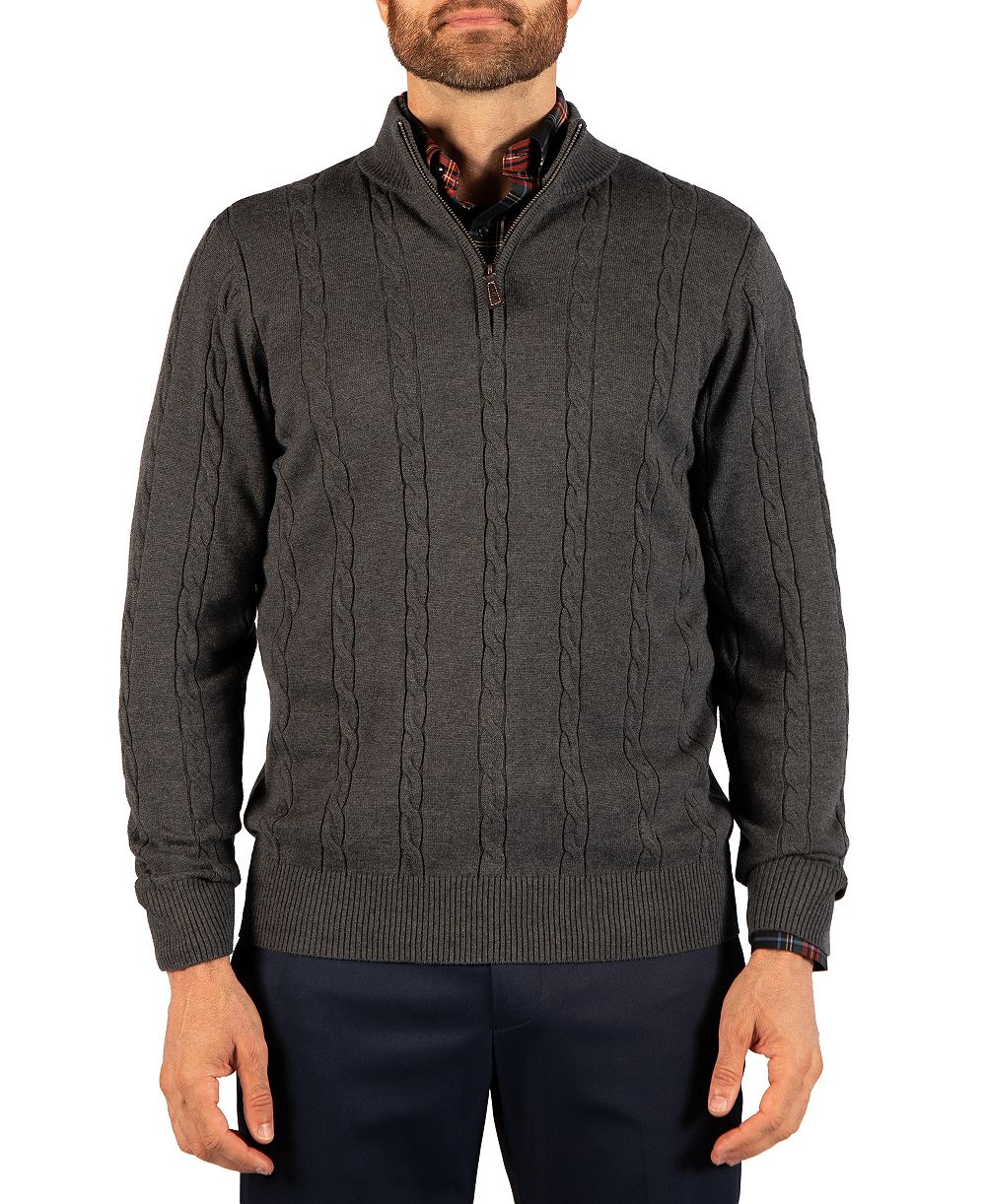 Tailorbyrd Мужской свитер сQuarter Zip в кабельную вязку