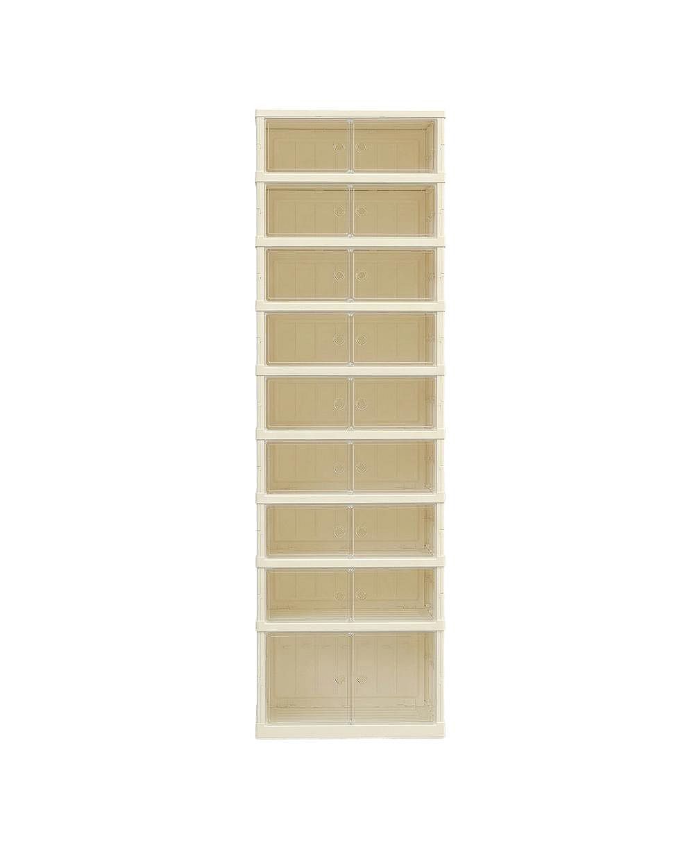 SongmicsHome Foldable Shoe Storage Cabinet, Tool-Free Organizer with Clear Magnetic Doors, 17.3 x 13.8 x 67.1 Inches