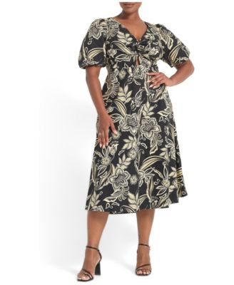 ESTELLE Plus Size Kelsie Empire-Waist Floral-Print Midi Dress