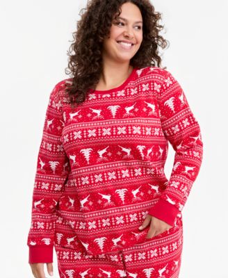 Holiday Lane Plus Size Deer Fairisle Cotton Pajama Set, Macy's Exclusive