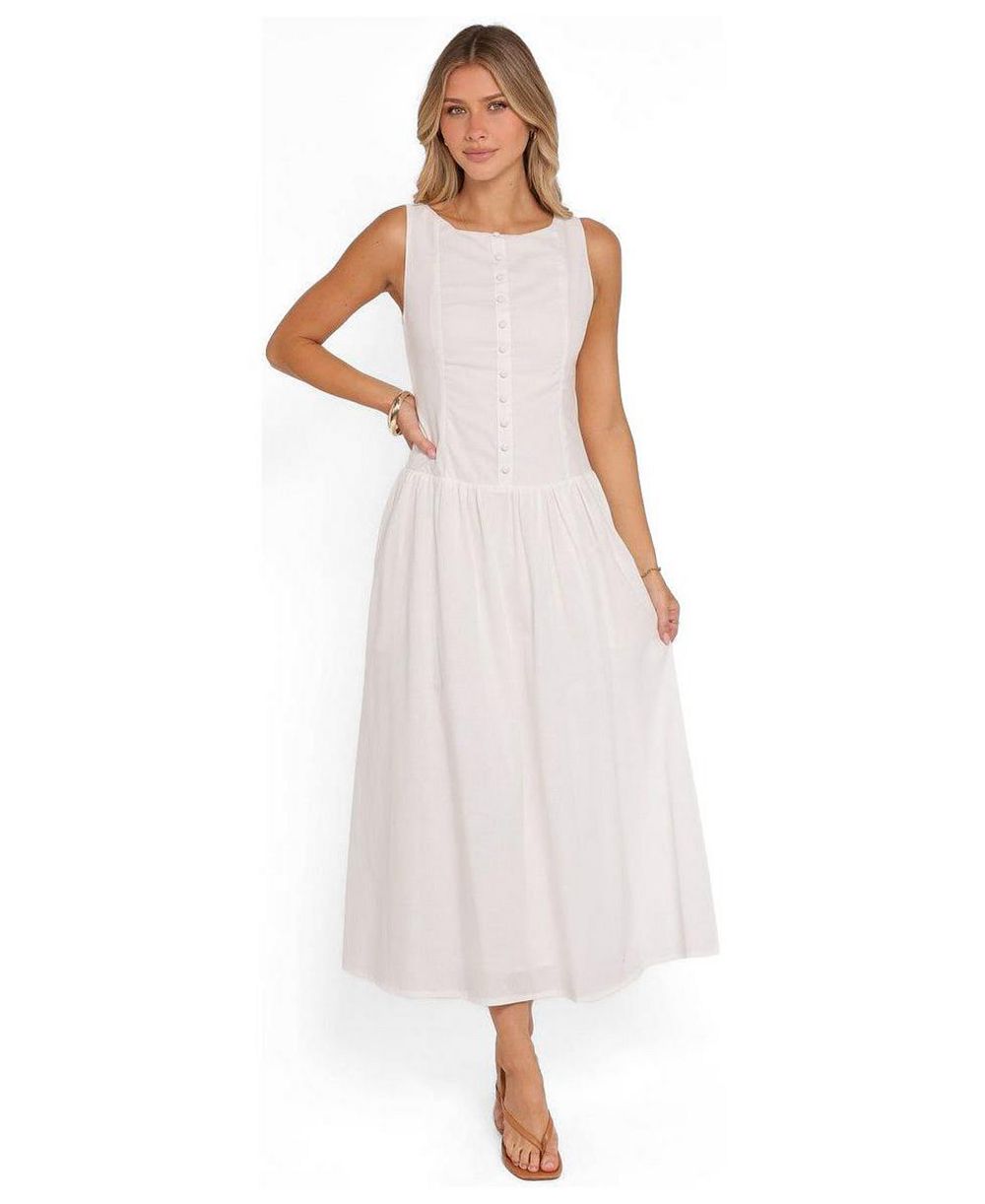 Petal and Pup Women's Evie Drop-Waist Boat-Neckline A-Line Dress