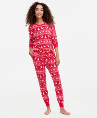 Holiday Lane Women's Deer Fairisle Pajama Set, Created for Macy's