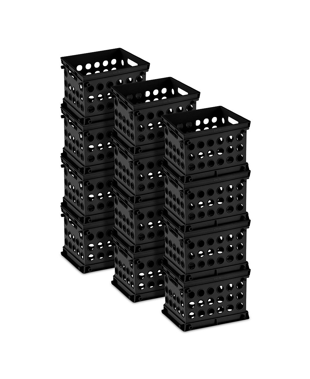 Sterilite Mini Crate Stackable Plastic Storage Bin Organizer w/ Handles, 12 Pack