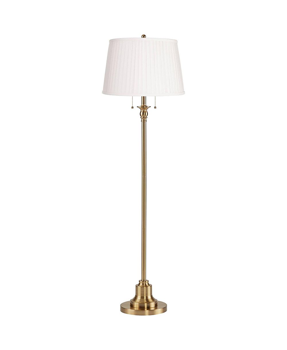 Possini Euro Design Possini Euro Dyna 58" Antique Brass White Pleated Shade Floor Lamp