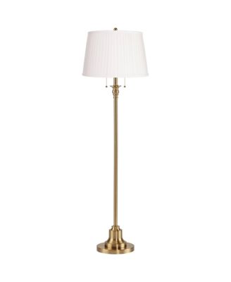 Possini Euro Design Possini Euro Dyna 58" Antique Brass White Pleated Shade Floor Lamp