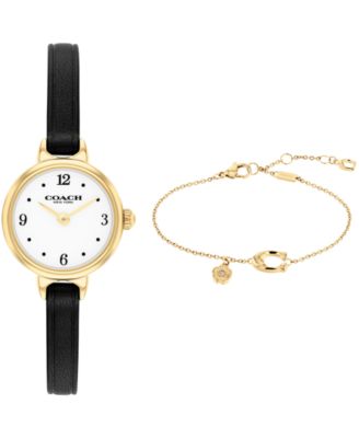 Женские часы COACH Quartz Iris из телячьей кожи, черный циферблат, 22.5 мм