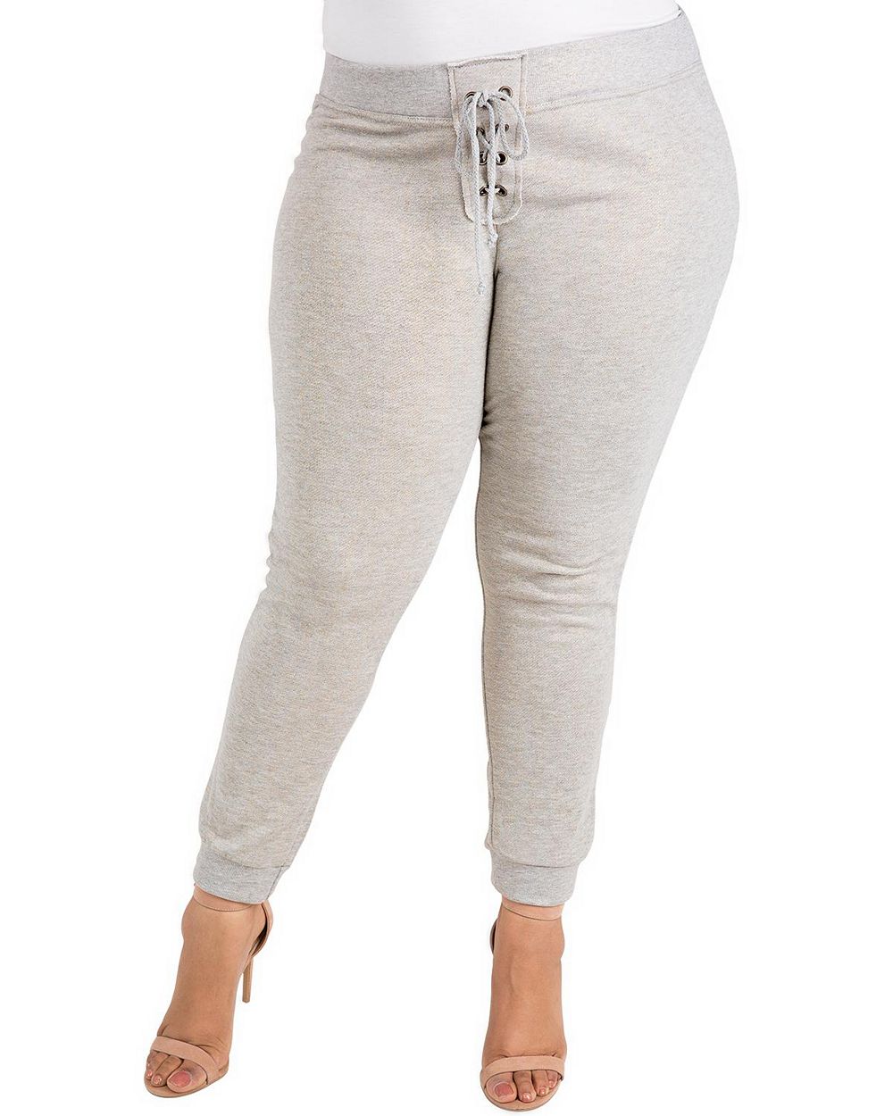Poetic Justice Plus Size Jahna High-Rise French Terry Lace-Up Front Jogger Pants