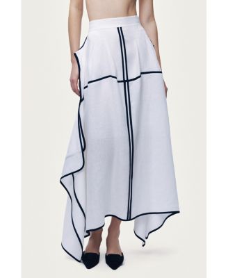 NOCTURNE Women's Linen High-Waisted Asymmetric Hem Skirt