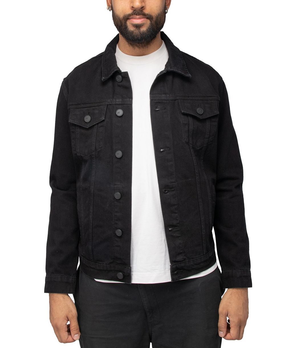XRAY Men's Rhine Stone Graphic Back Denim Trucker Jacket