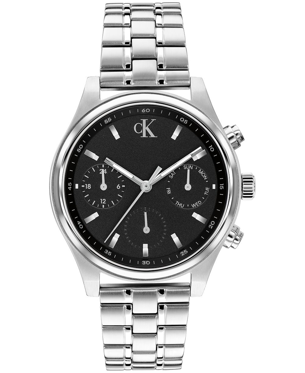 Calvin Klein Men's Modern Vintage Chronograph Silver-Tone Stainless Steel Bracelet Watch 38mm