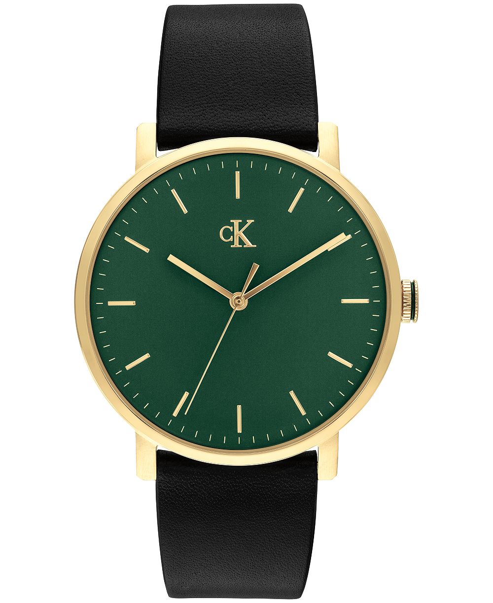 Calvin Klein Men's Quartz Real Black Leather Watch 40mm