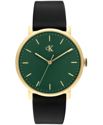 Calvin Klein Men's Quartz Real Black Leather Watch 40mm