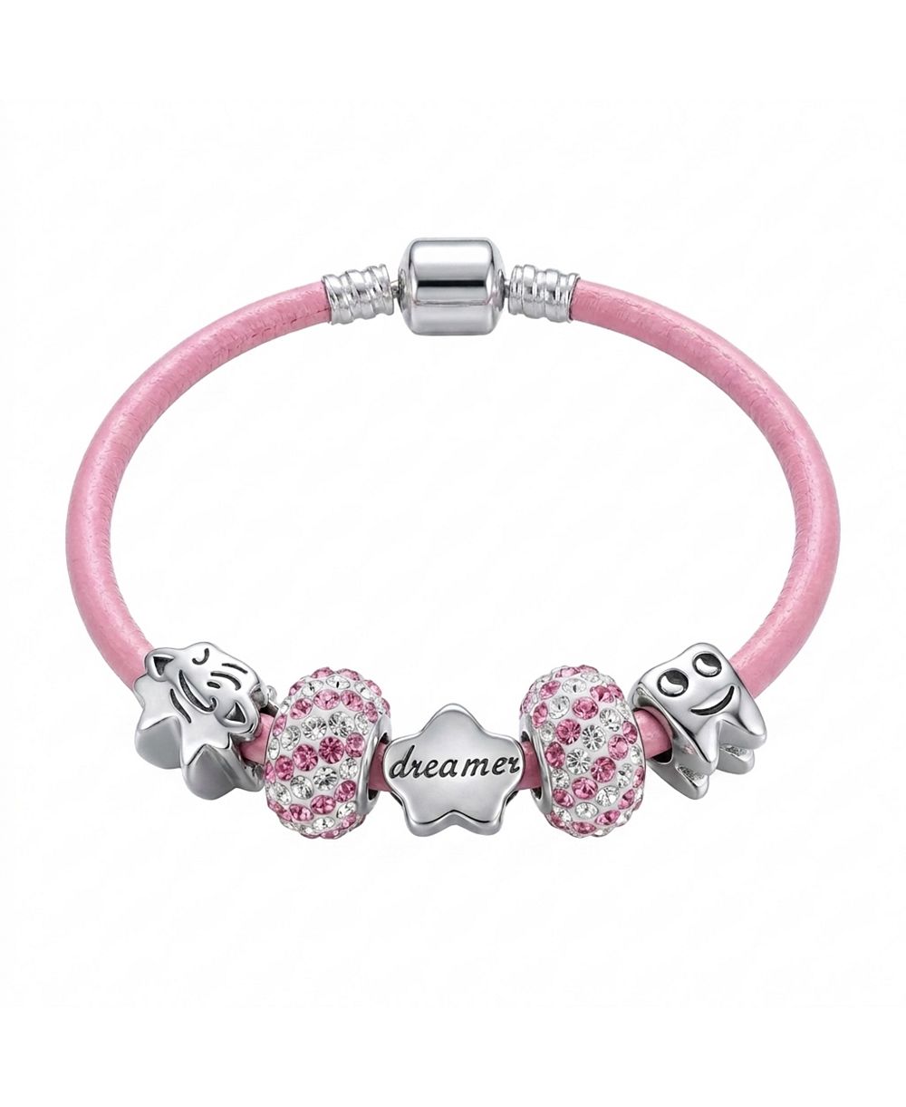 Браслет Bling Jewelry из розового кристалла и стерлингового серебра с кулоном «фея зубов»