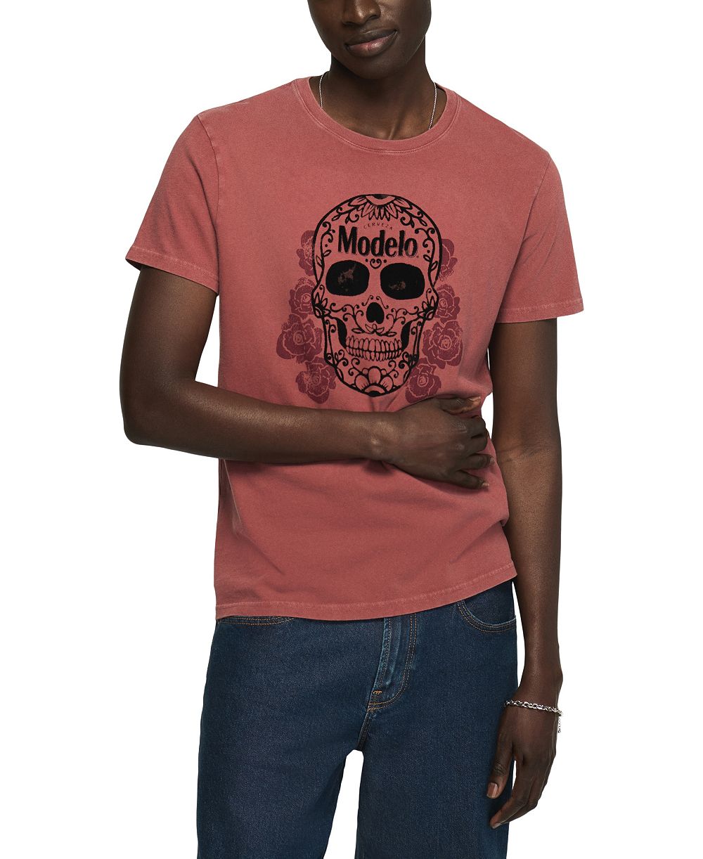 Lucky Brand Men's Modelo Skull Roses Graphic Crewneck T-Shirt
