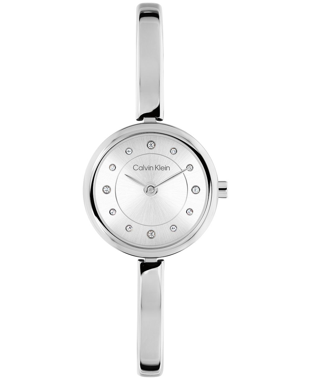 Calvin Klein Women's Quartz Silver-Tone Stainless Steel Bangle Bracelet Watch 23mm