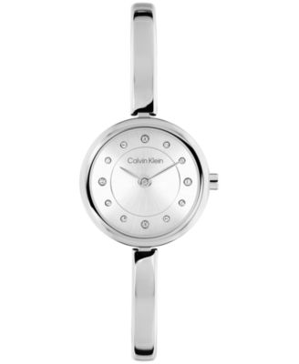 Calvin Klein Women's Quartz Silver-Tone Stainless Steel Bangle Bracelet Watch 23mm