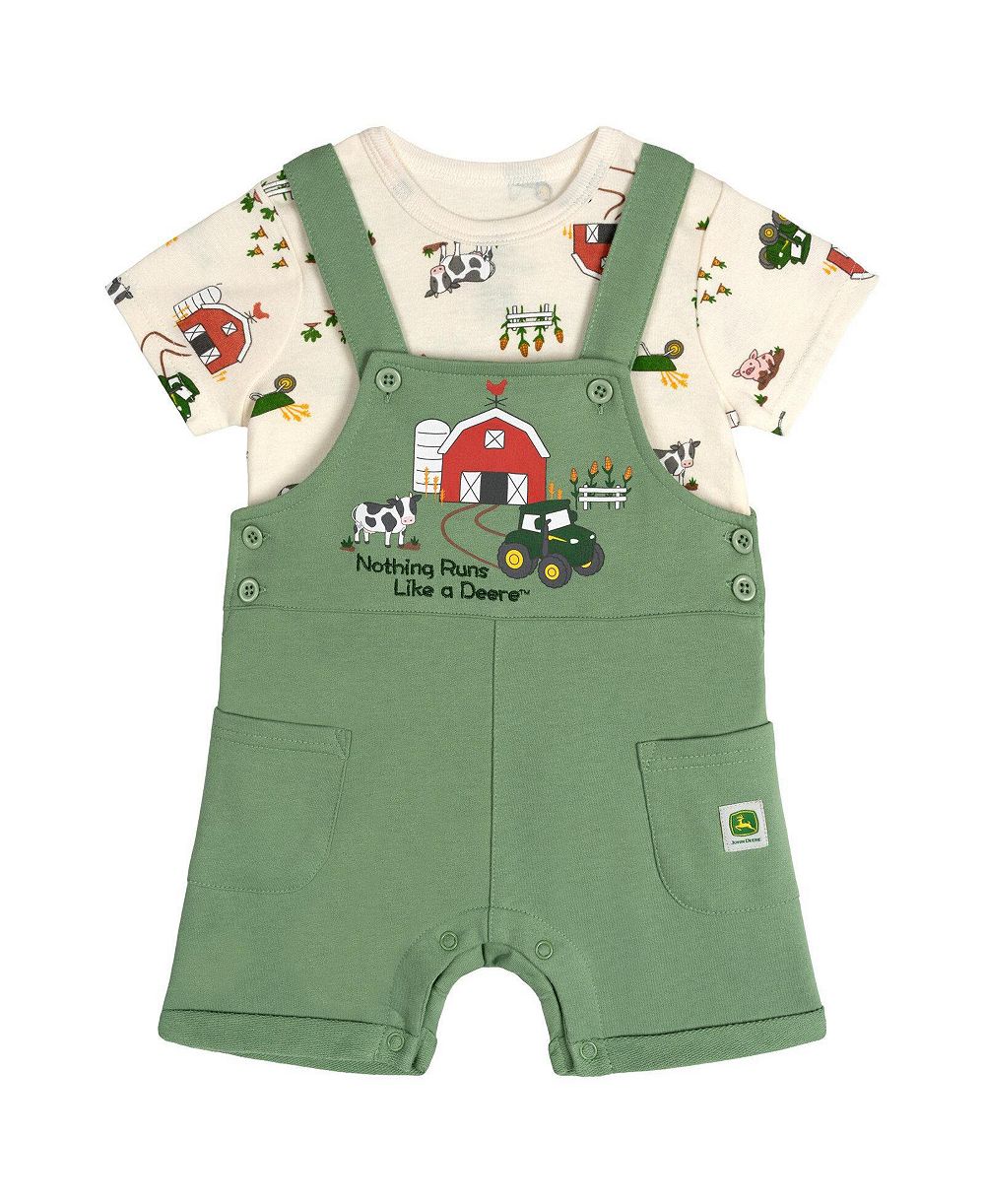 John Deere комплект из 2 предметов для мальчиков-малышей: футболка и комбинезон-шорты из хлопковой смеси с принтом фермы