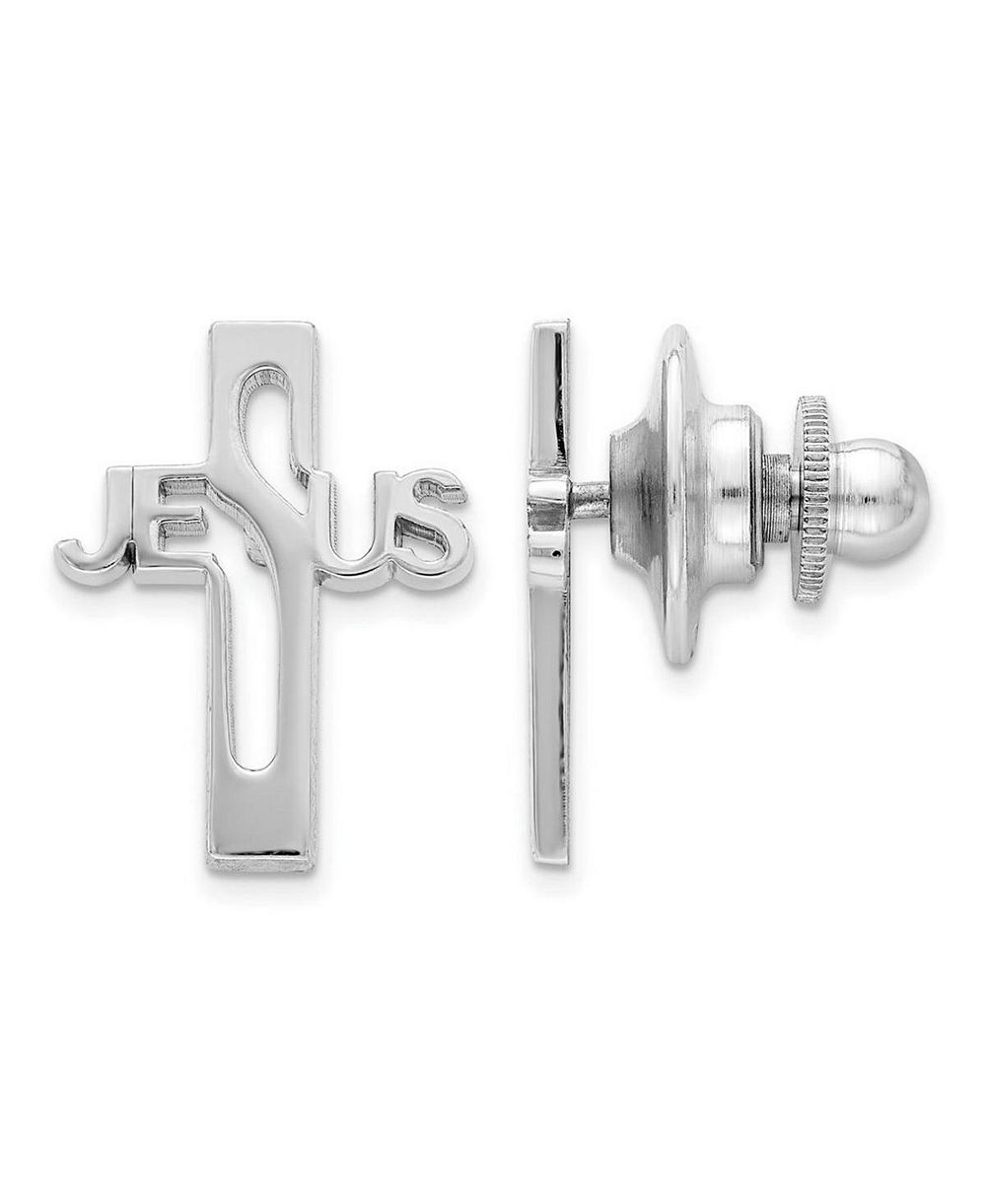 Curata Jewelry галстучная булавка в виде креста Иисуса из родированного серебра