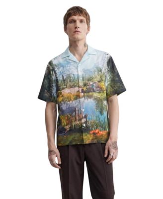 Twisted Tailor Men's Lorcan Landscape-Print Camp Collar Shirt