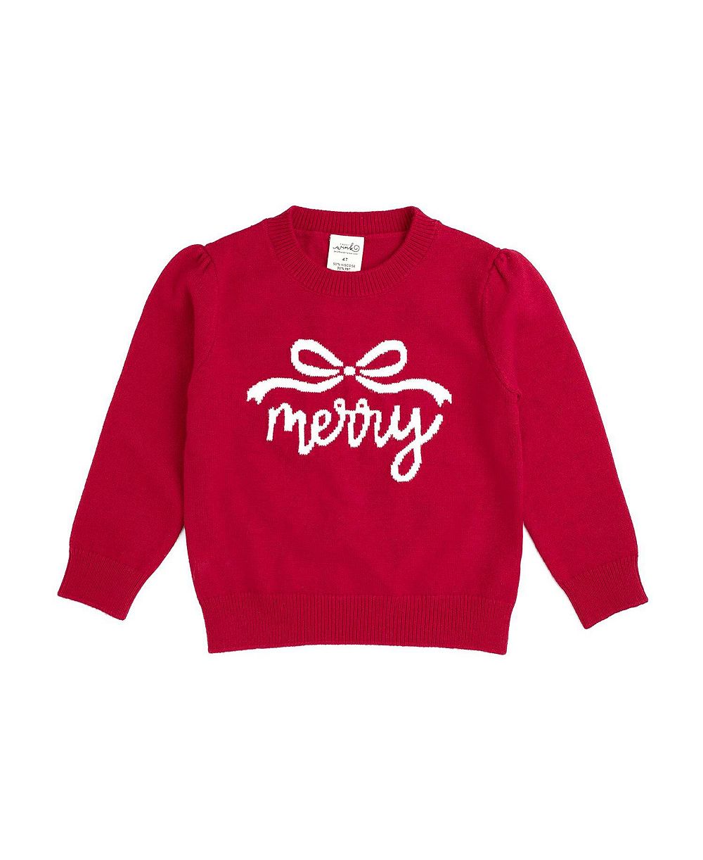 Детский длинный рукав свитер Sweet Wink Merry Bow, рождественский, 4-16 лет