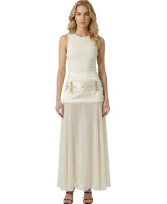 Modenaire Women's High-Waisted Sheer Maxi Skirt