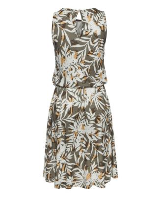 LASCANA Women's High-Neck A-Line Elastic-Waist Short Dress