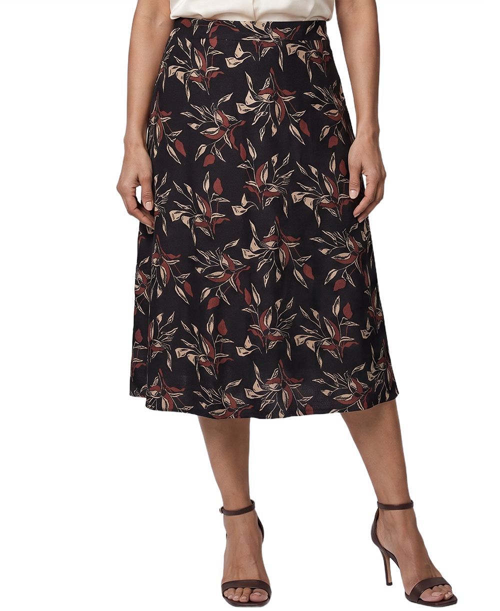 NY Collection Women's A-Line Midi Pull-On Skirt