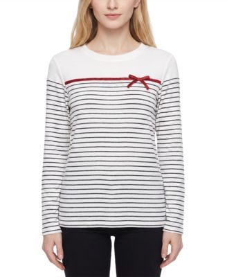 NY Collection женская футболка с длинным рукавом и металлической лентой в виде банта