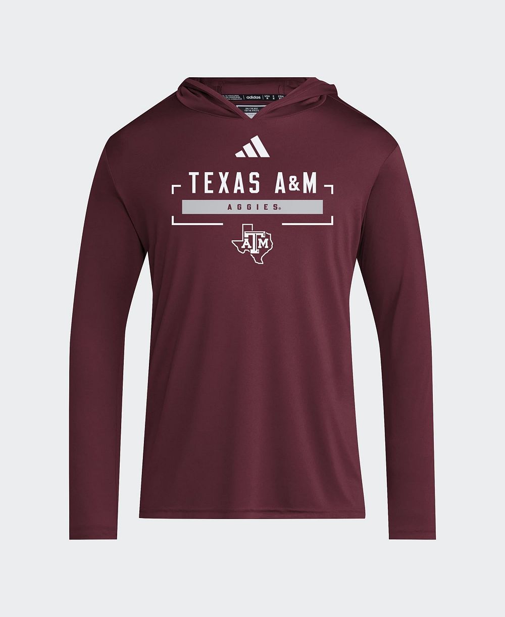 adidas Men's Maroon Texas A&M Aggies D4T Long Sleeve Hooded T-Shirt