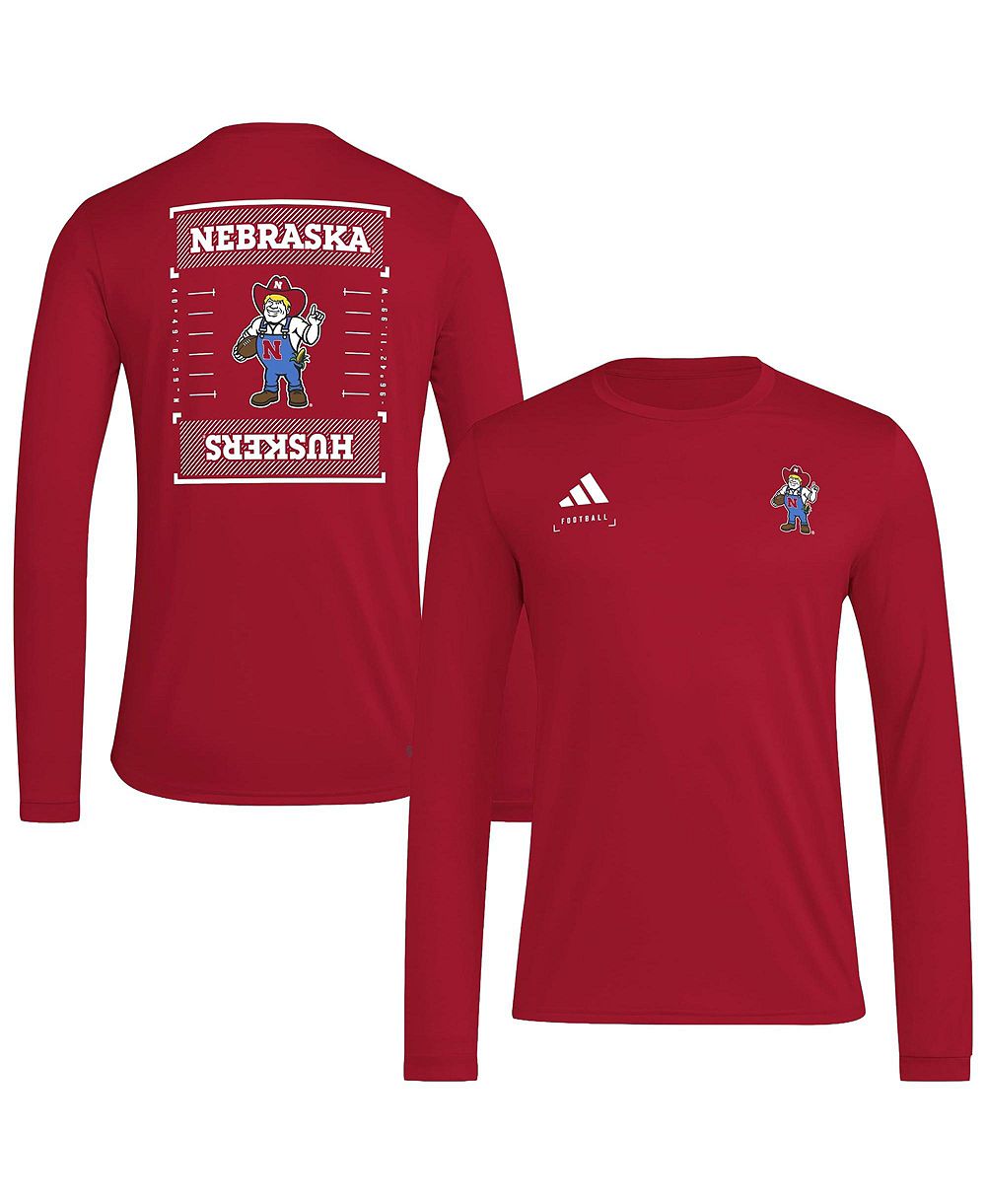 adidas Мужская футболка с длинным рукавом Nebraska Huskers Locker Football Icon Aeroready