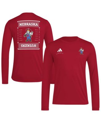 adidas Men's Scarlet Nebraska Huskers Locker Football Icon AEROREADY Pre-Game Long Sleeve T-Shirt