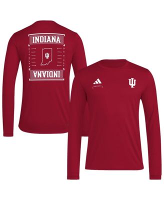 adidas Men's Crimson Indiana Hoosiers Locker Football Icon AEROREADY Pre-Game Long Sleeve T-Shirt