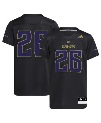 adidas Big Boys and Girls 26 Black Washington Huskies Dawgs Strategy Football Jersey