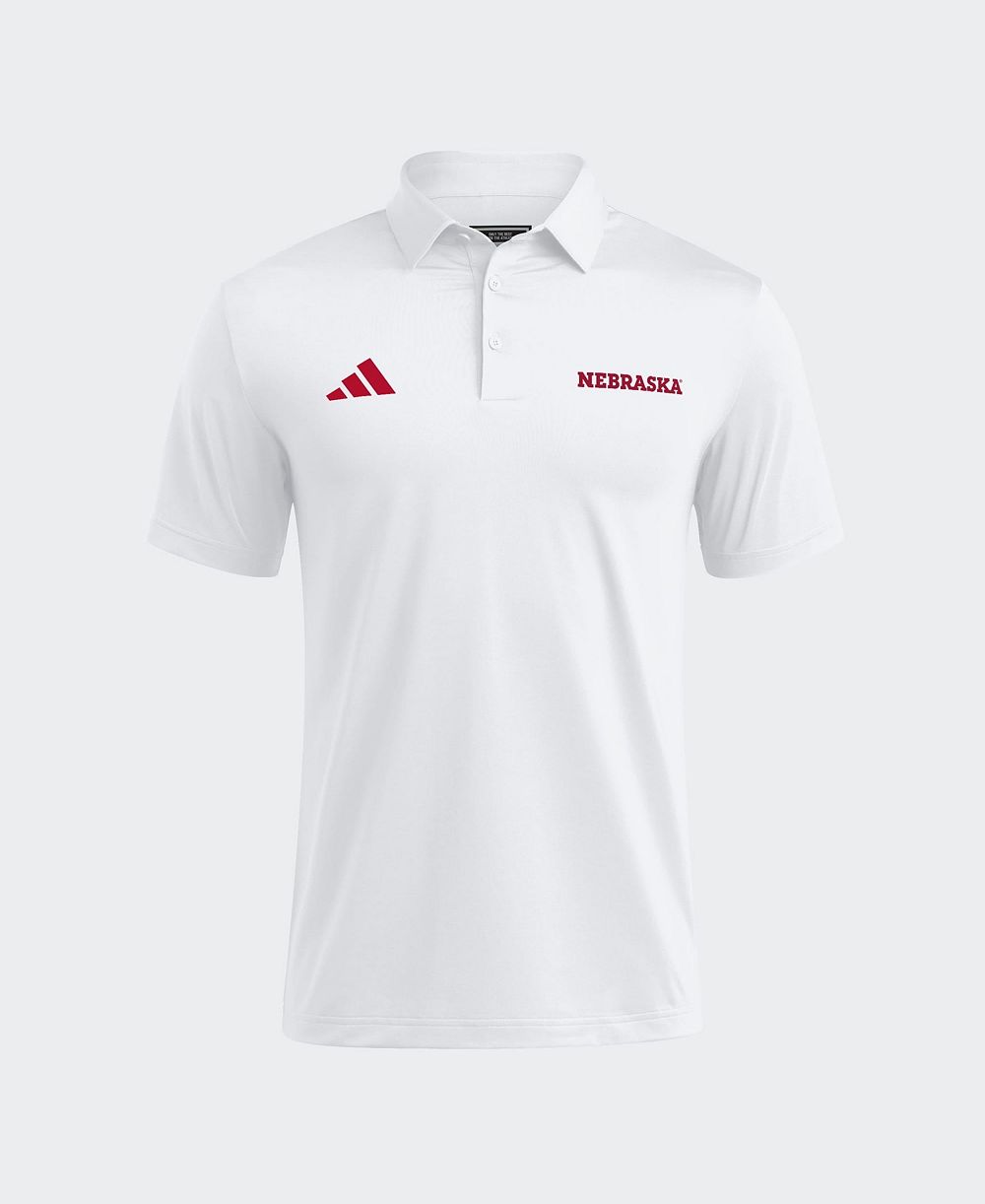 adidas Men's White Nebraska Huskers Ultimate 365 Solid Polo Shirt