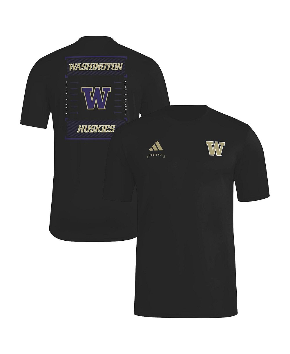 adidas Men's Black Washington Huskies Locker Football Icon AEROREADY Pre-Game T-Shirt