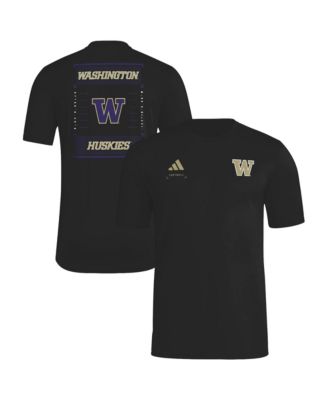 adidas Men's Black Washington Huskies Locker Football Icon AEROREADY Pre-Game T-Shirt
