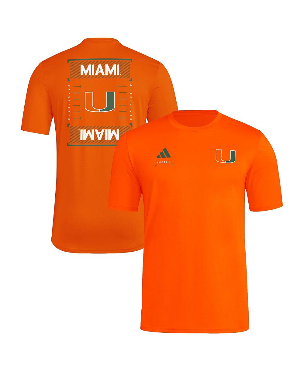 Мужская футболка adidas Orange Miami Hurricanes Locker Football Icon AEROREADY Pre-Game