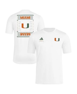 adidas Men's White Miami Hurricanes Locker Football Icon AEROREADY Pre-Game T-Shirt