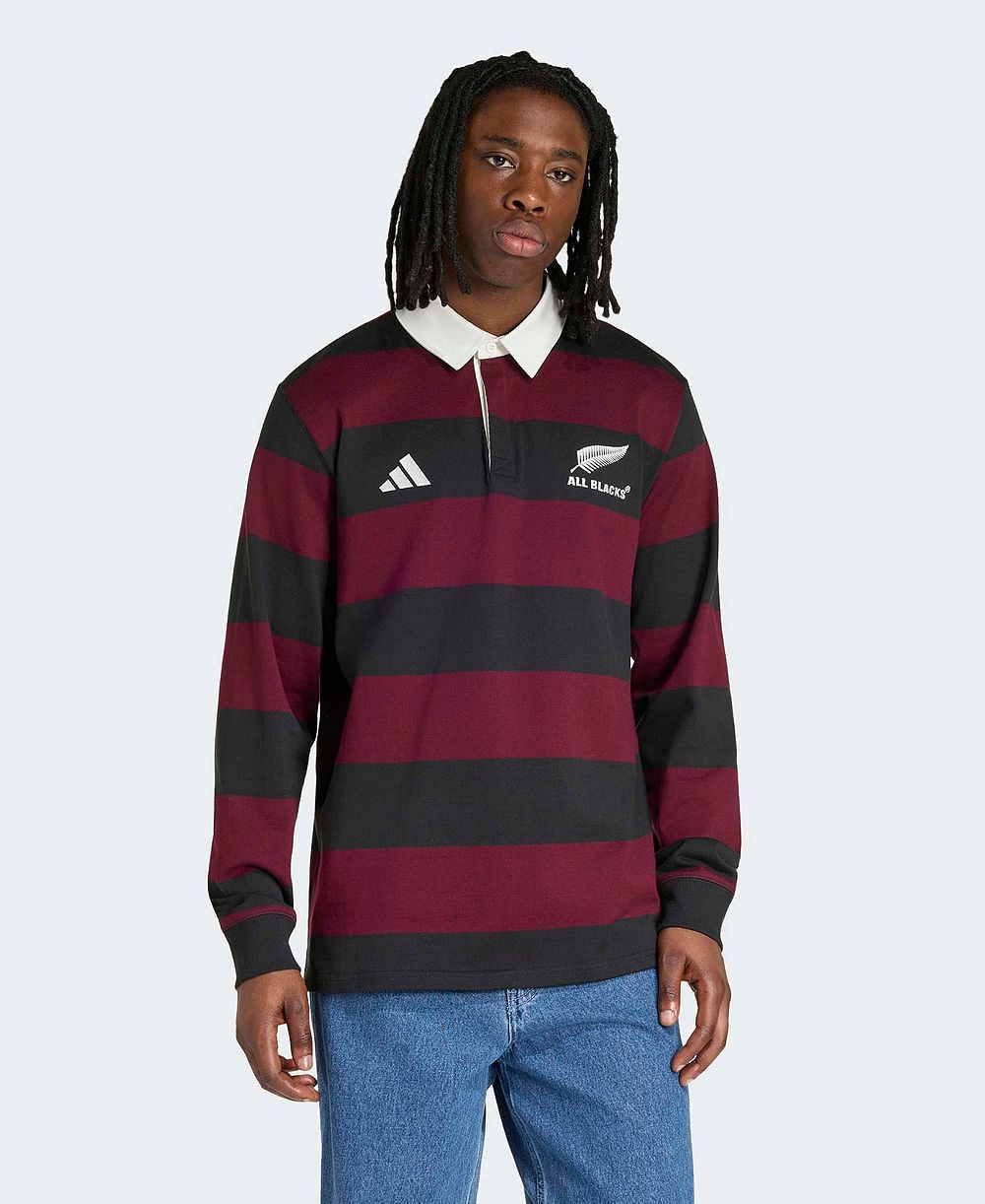 adidas Men's Maroon/Black All Blacks Heritage Long Sleeve Polo Shirt