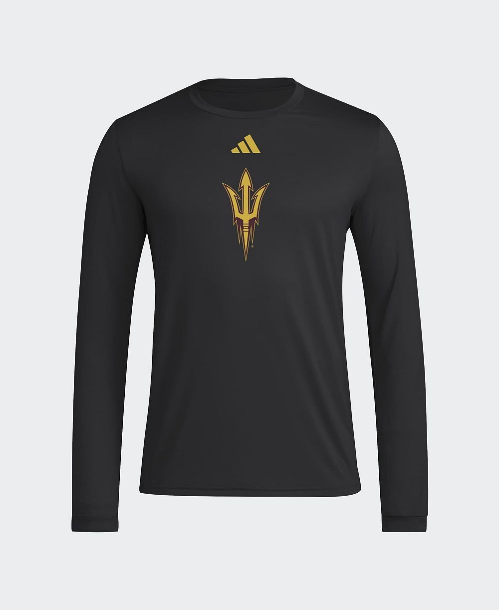 adidas Men's Black Arizona State Sun Devils Primary Locker Logo Pre-Game Long Sleeve T-Shirt