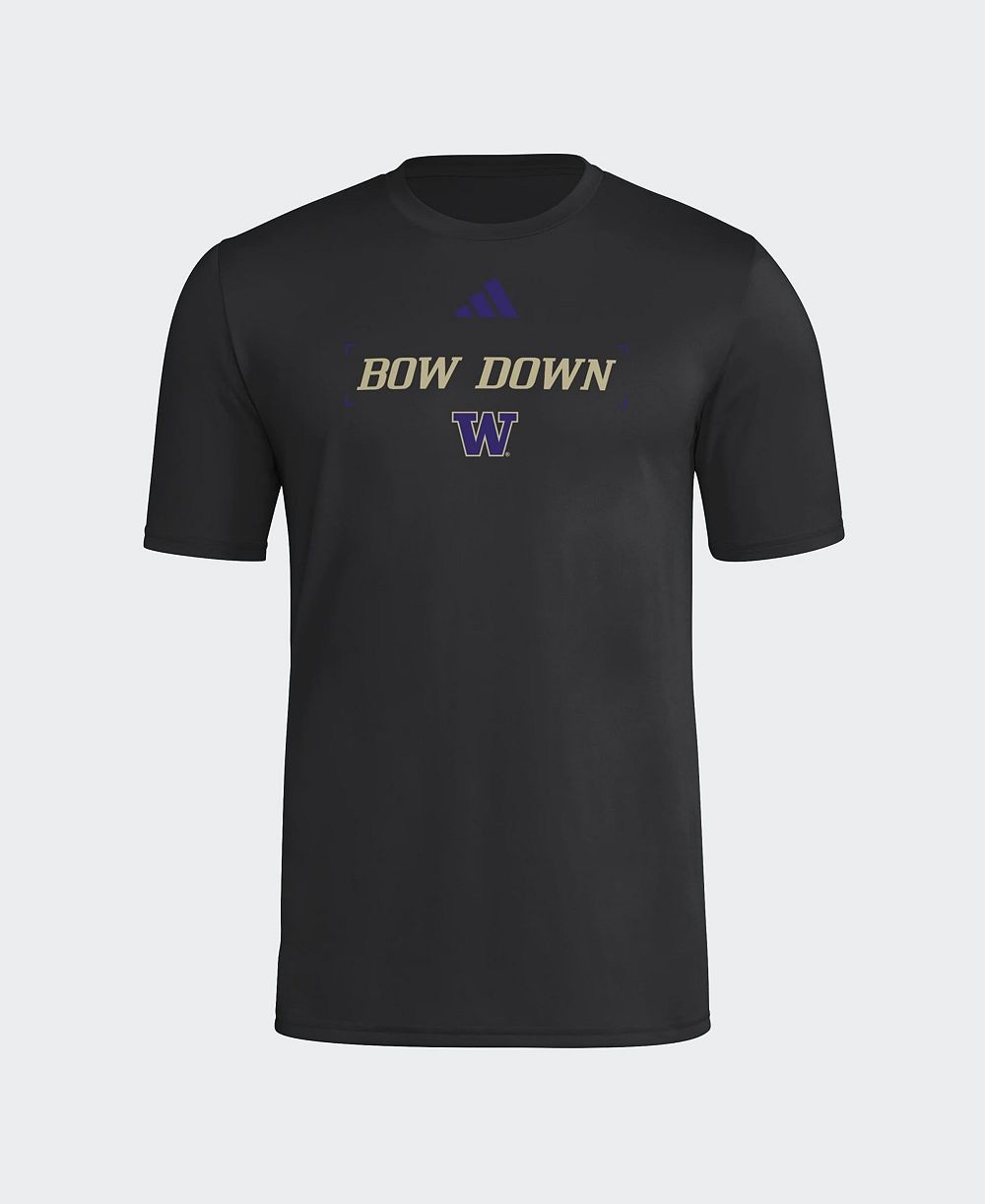 adidas Men's Black Washington Huskies Locker Slogan Football Pre-Game T-Shirt