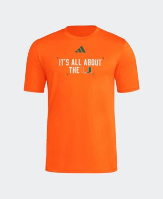 adidas Men's Orange Miami Hurricanes Locker Slogan Football Pre-Game T-Shirt