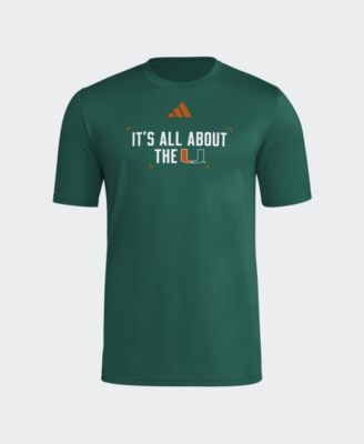adidas Men's Green Miami Hurricanes Locker Slogan Football Pre-Game T-Shirt
