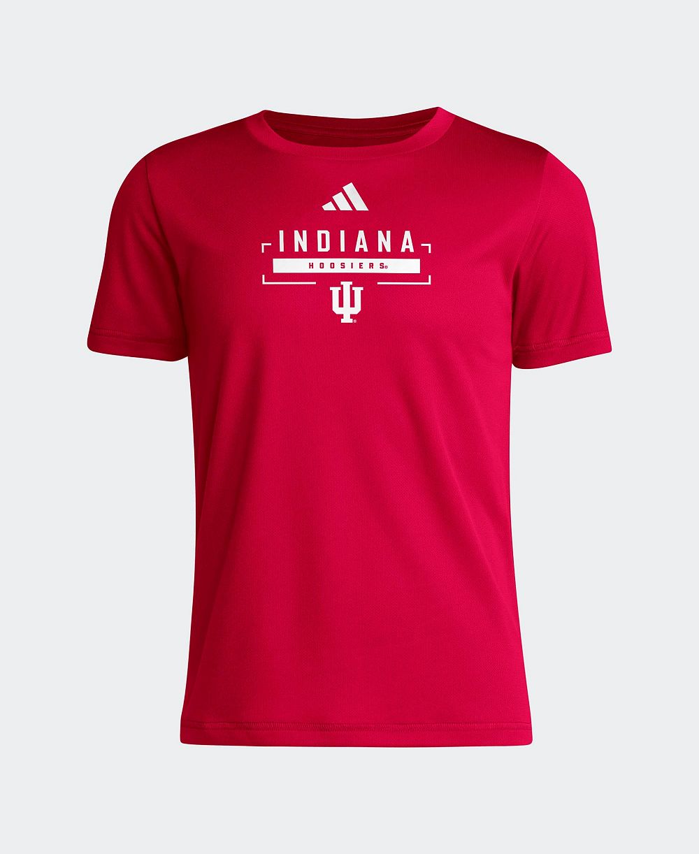 adidas Big Boys and Girls Crimson Indiana Hoosiers AEROREADY Pre-Game T-Shirt