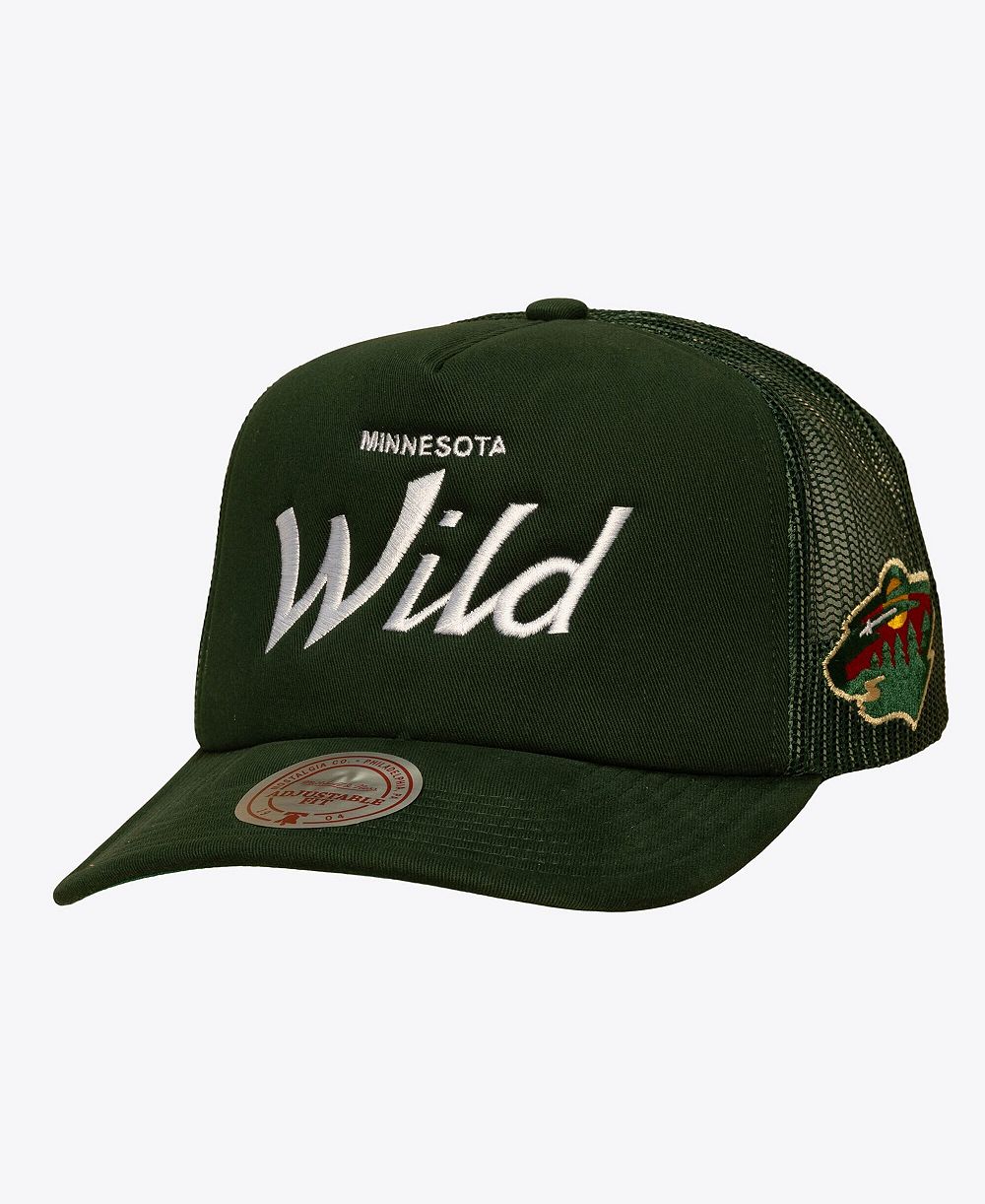 Мужская регулируемая кепка-траккер Green Minnesota Wild Mitchell & Ness