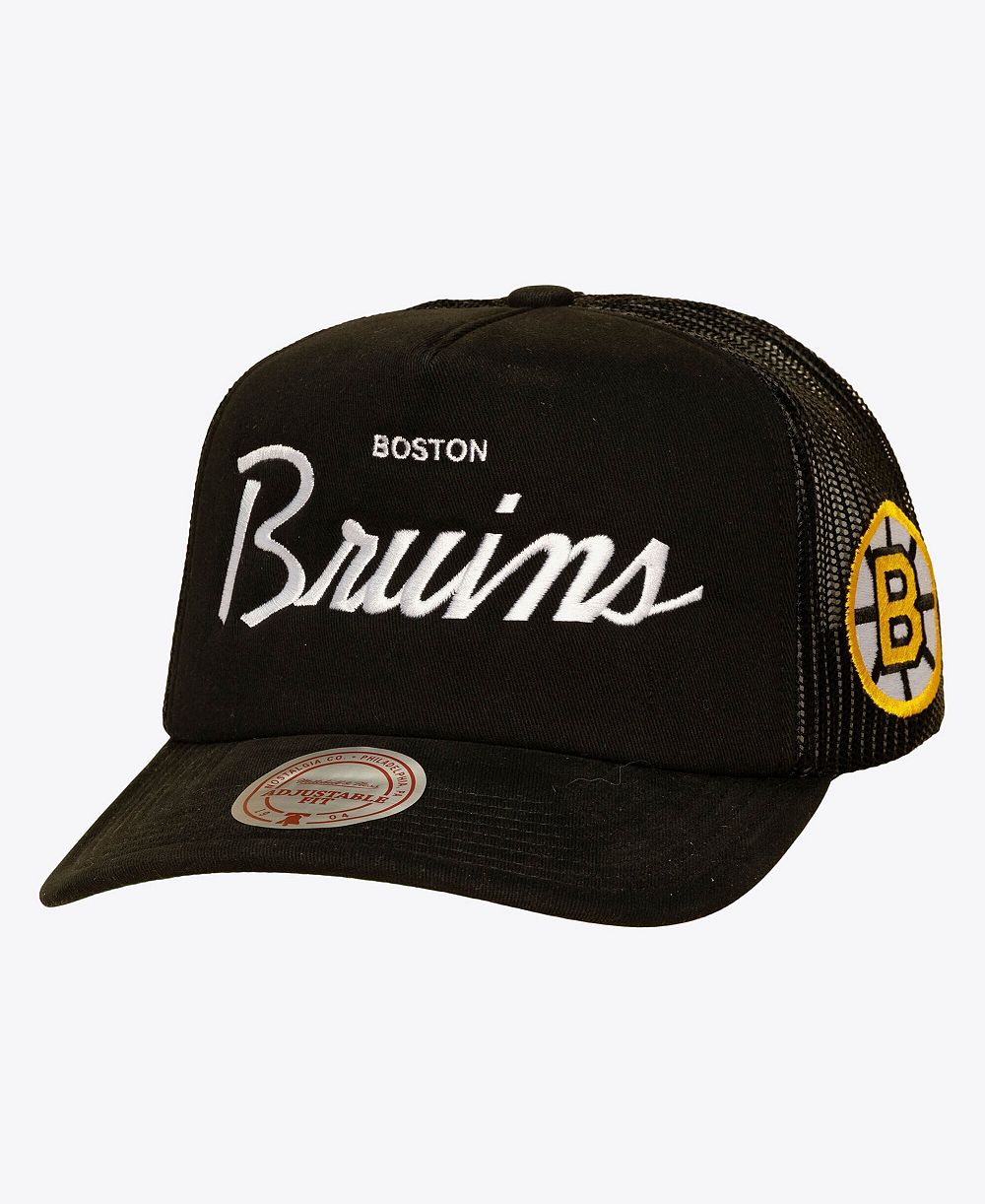 Мужская регулируемая кепка-траккер Mitchell & Ness Black Boston Bruins Head Coach