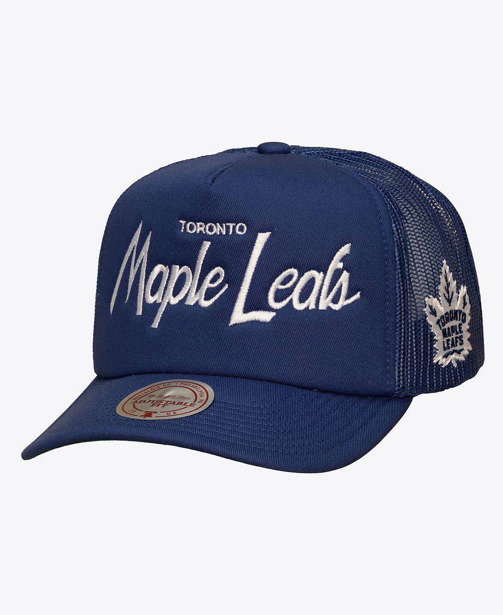 Мужская регулируемая кепка-траккер Mitchell & Ness синего цвета с логотипом тренера Toronto Maple Leafs