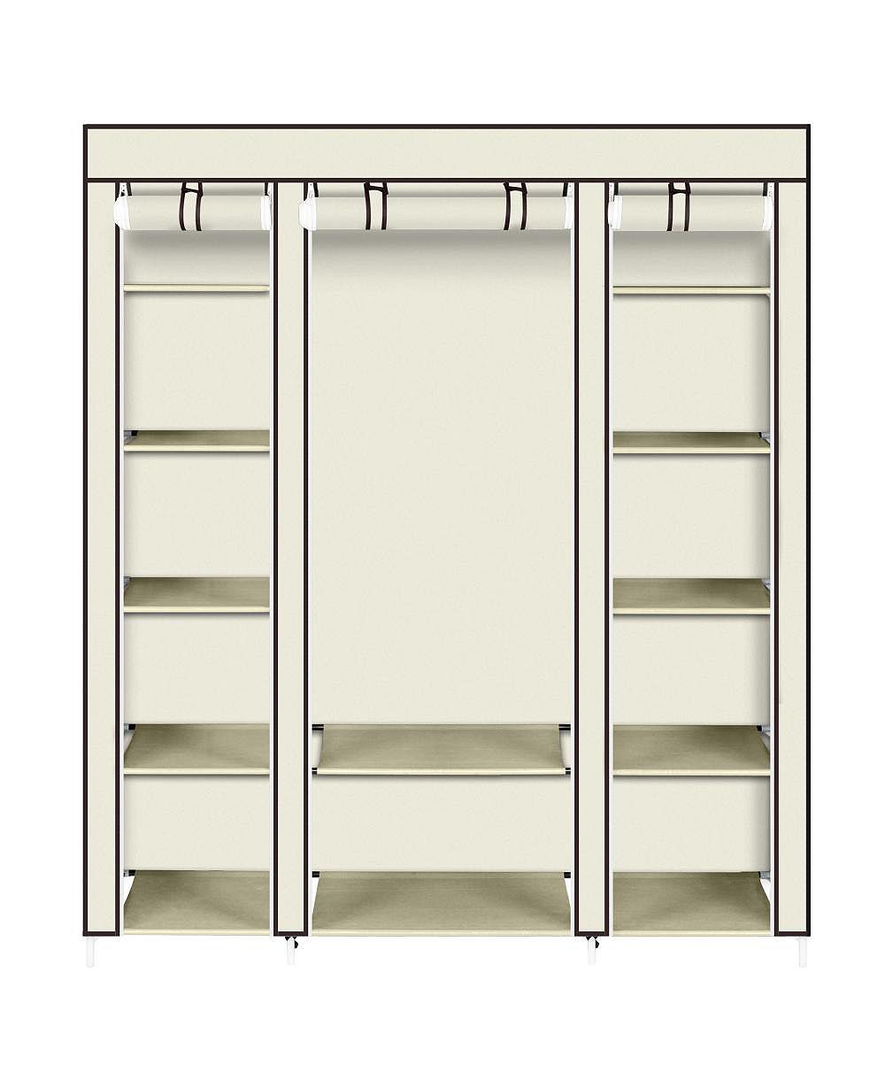 Slickblue 59 Inch Portable Wardrobe Closet with Non-Woven Fabric Organizer