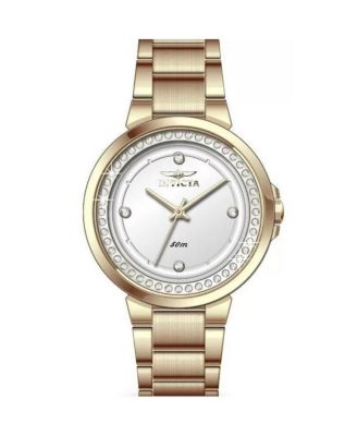 Invicta Women's Quartz Water-Resistant Angel Gold-Tone Stainless Steel Watch, 33mm