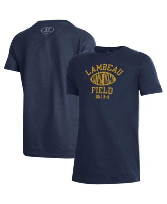 Футболка с длинным рукавом для мальчиков и девочек Under Armour Navy Notre Dame Fighting Irish 2026 Shamrock Series Lambeau Football Performance
